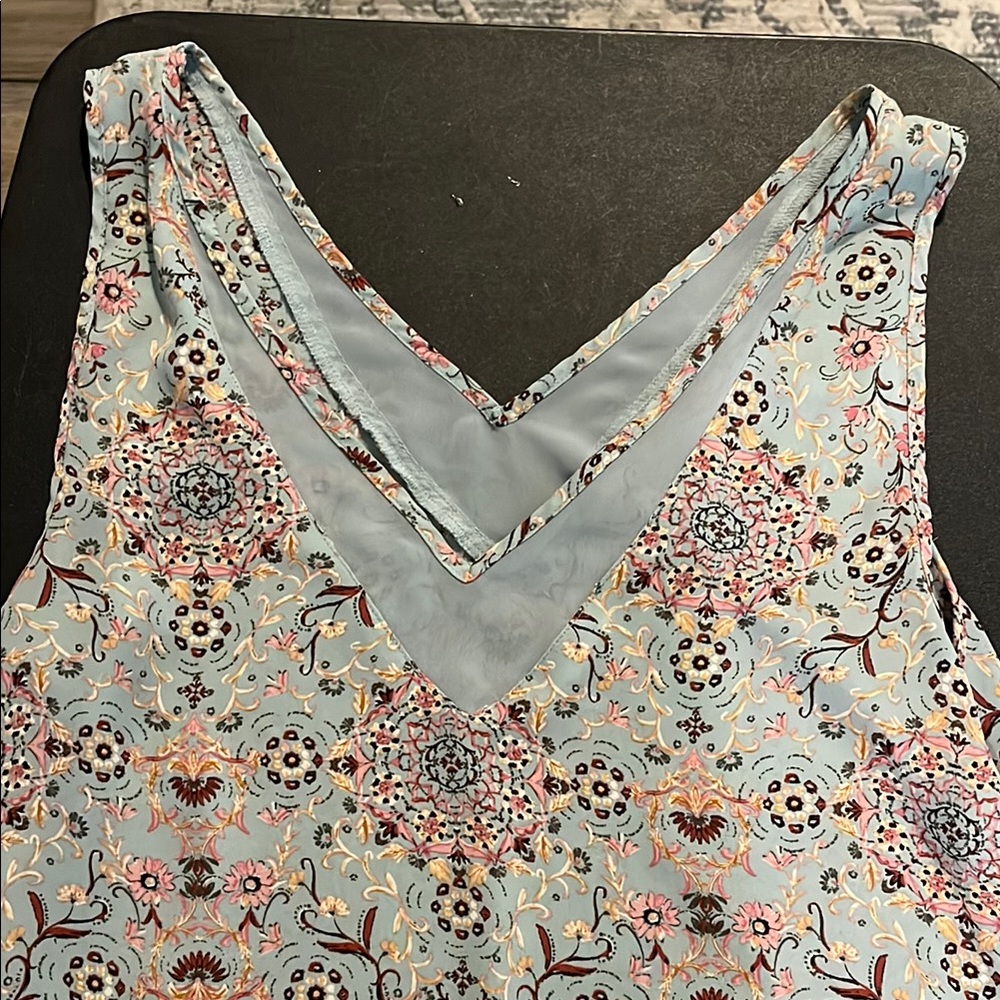 Maurices Floral Patterned Tank Top - Green and Pink sz medium